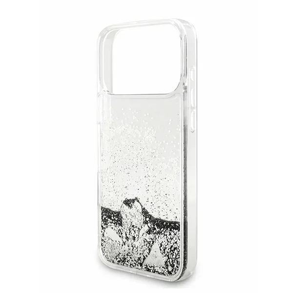Guess для iPhone 17 Pro чехол Liquid Glitter Charms Hard Silver