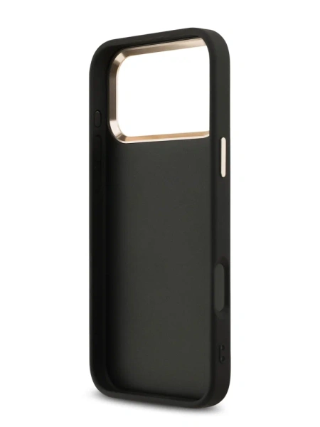 Guess для iPhone 17 Pro чехол PU 4G Classic metal logo Gold camera Hard Black (MagSafe)