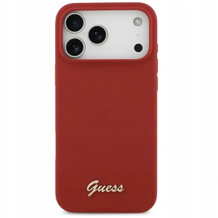 Guess для iPhone 17 Pro чехол Liquid silicone Gold metal logo & Camera Hard Magenta (MagSafe)