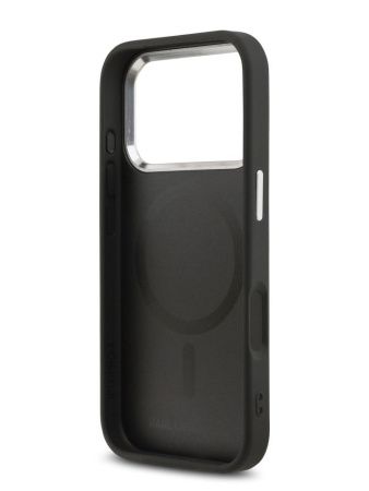 Lagerfeld для iPhone 17 Pro Max чехол PU NFT Karl & Choup heads Metal pin & Cam Hard Black (MagSafe)